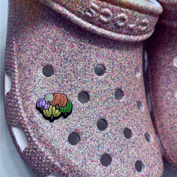 Crocs Women’s Size 10 Orange Multi-Glitter Clogs - Picture 3 of 4